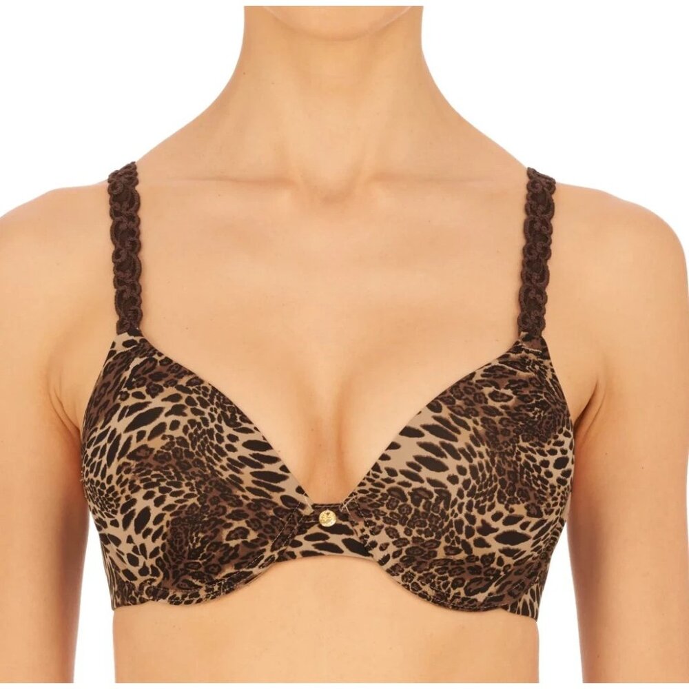 Natori 32D Pure Luxe Full Fit T-Shirt Bra NWOT 732080 Java Leopard Print NEW - Picture 2 of 11